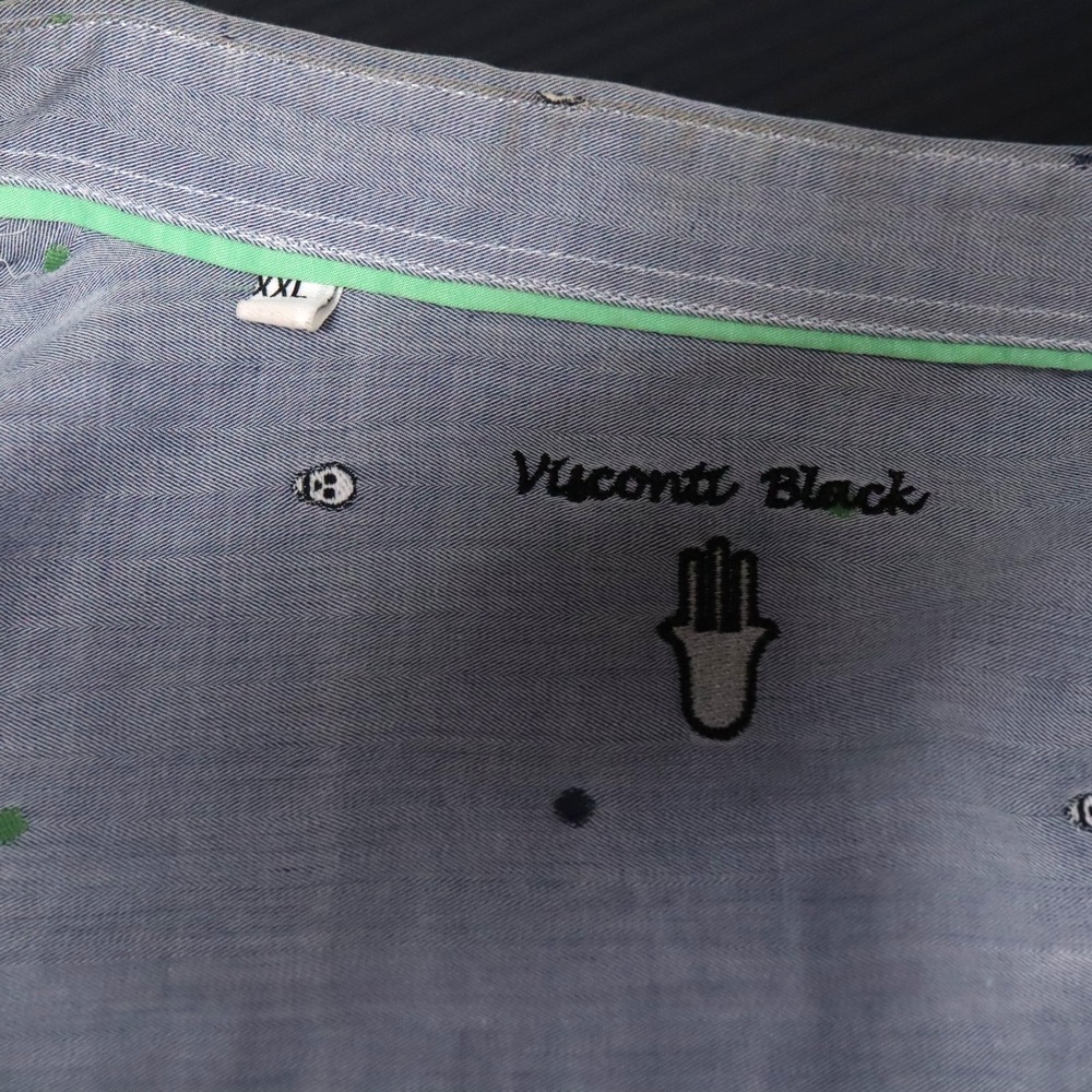Visconti Black Men's Button Up Blue Long Sleeve Shirt Sz XXL 2X Skull Design - Picture 10 of 10